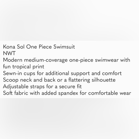 Kona Sol Tropical One Piece Swimsuit Double Shoulder Strap Medium(8-10) - Picture 6 of 9